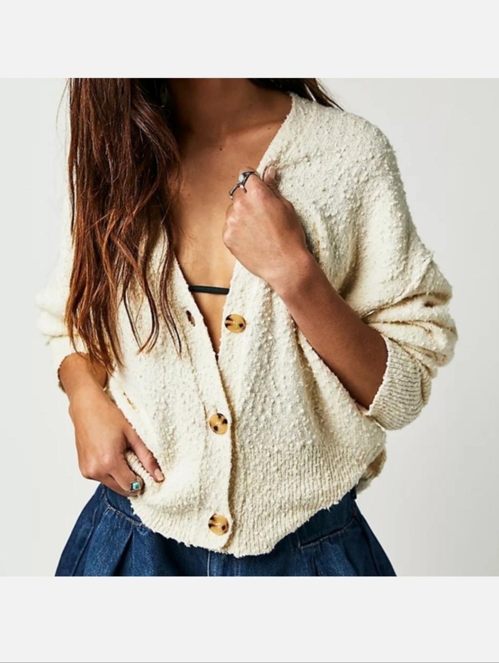 🔥LAST CHANCE🔥💲⬇️Free People Cream "Found My Friend" Cardi, Size L ~ NWT
